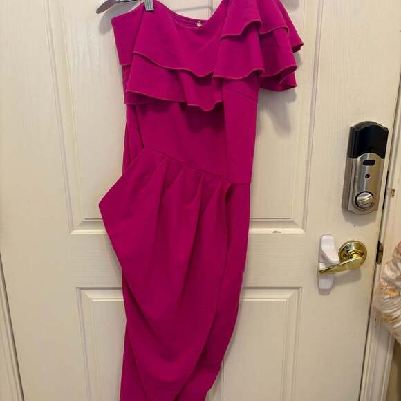 GRACE KARIN Women's One Shoulder Ruffle Slit Midi Dress - Picture 4 of 11